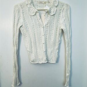 Doen Ivory Cable Knit Cardigan. XS. New w tags.